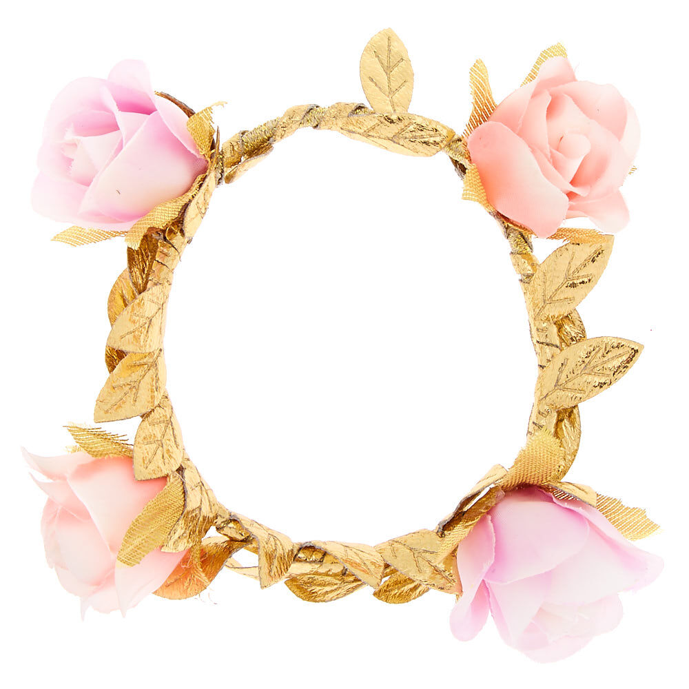 Élastique à cheveux rose avec fleur et vigne style enchanteur